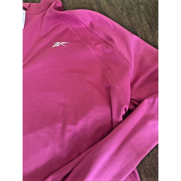 Reebok Women's Identity Performance Slim Fit Quarter Zip Pullover Top Pink L - Picture 7 of 8
